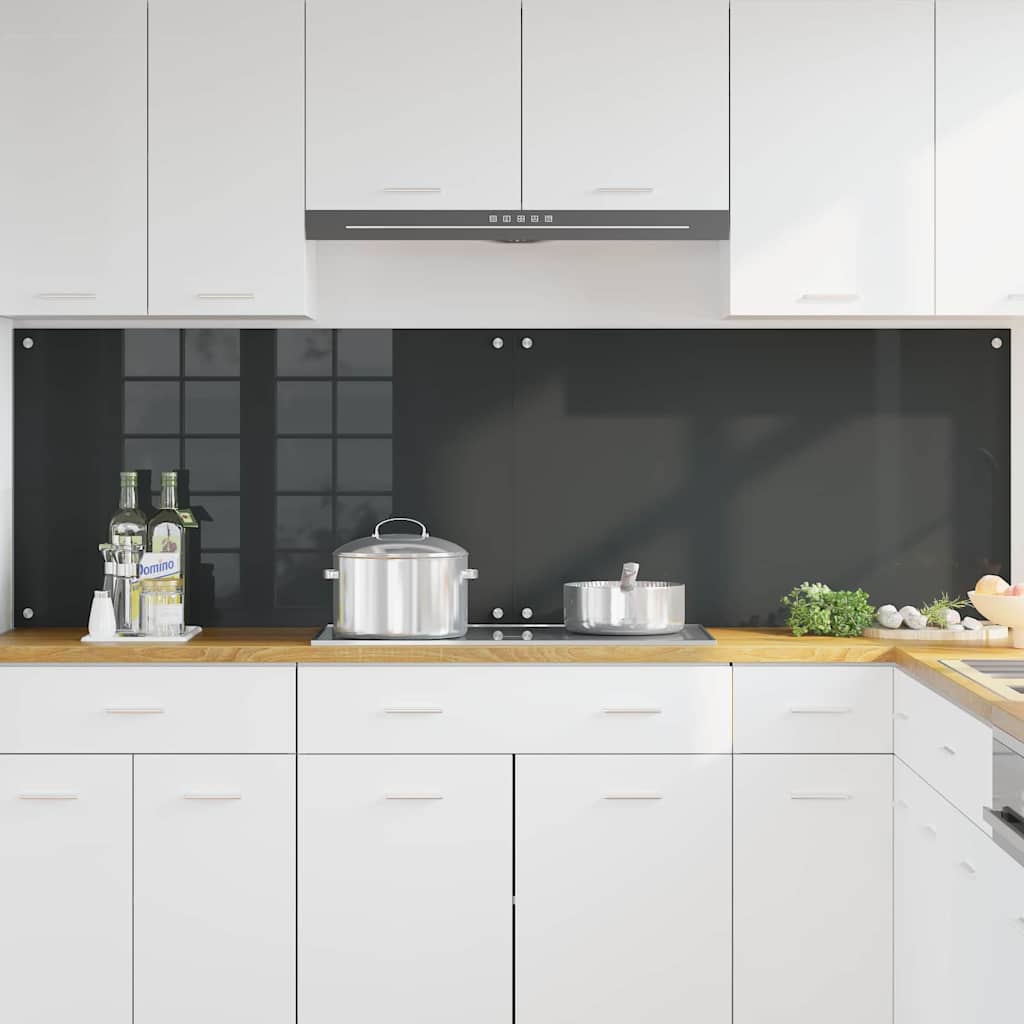 Køkkenbacksplash 2 pcs Mørkegrå 100 x 60 cm hærdet glas