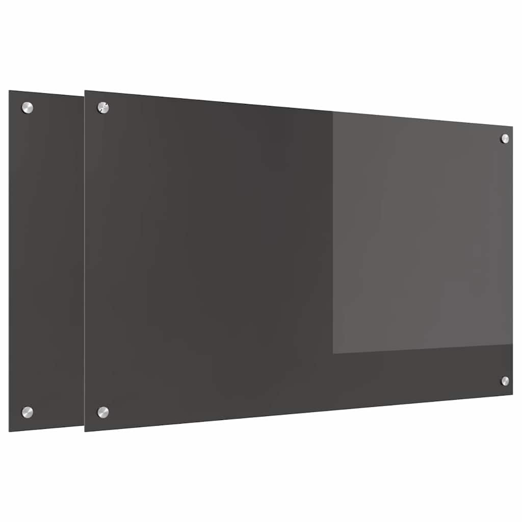 Køkkenbacksplash 2 pcs Mørkegrå 100 x 60 cm hærdet glas