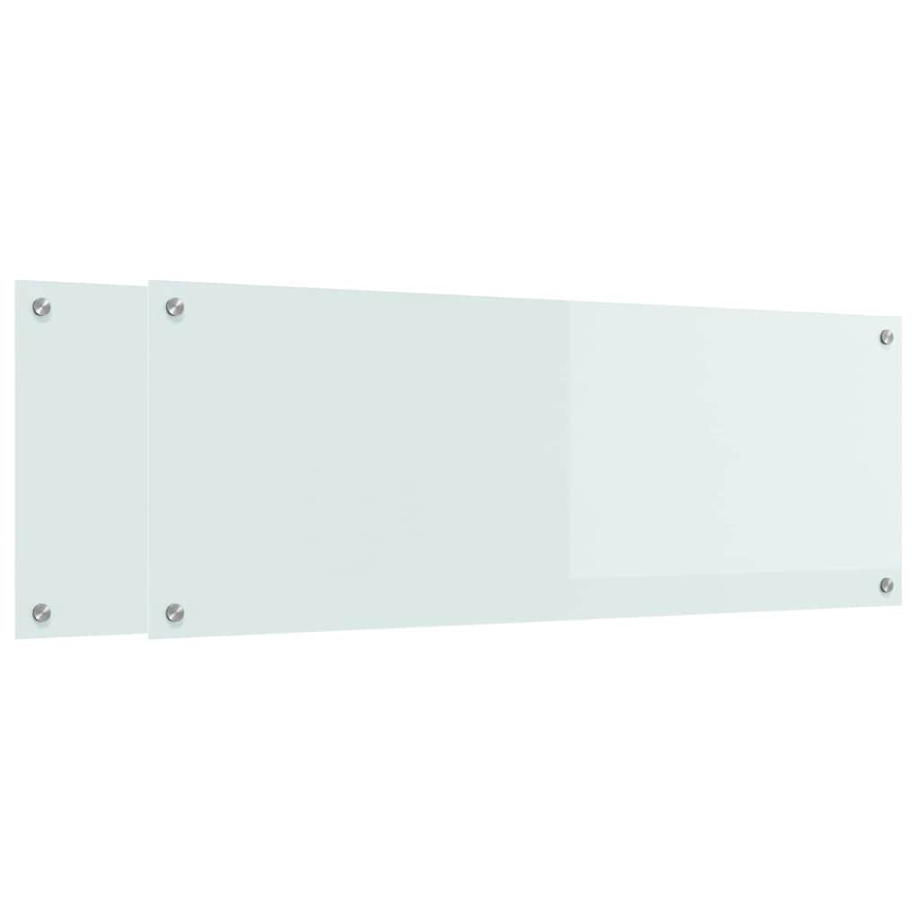 Køkkenbacksplash 2 pcs Hvid 110 x 40 cm hærdet glas