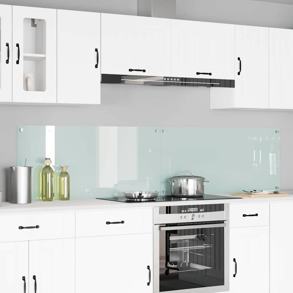 Køkkenbacksplash 2 pcs Hvid 110 x 50 cm hærdet glas