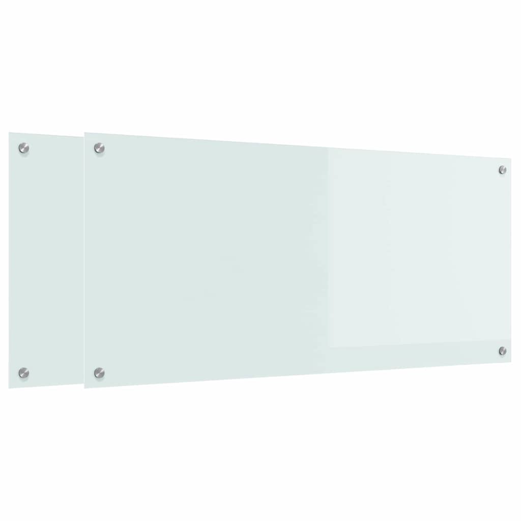 Køkkenbacksplash 2 pcs Hvid 110 x 50 cm hærdet glas
