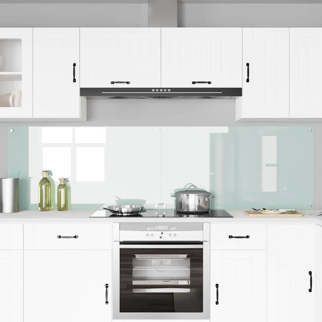 Køkkenbacksplash 2 pcs Hvid 110 x 60 cm hærdet glas