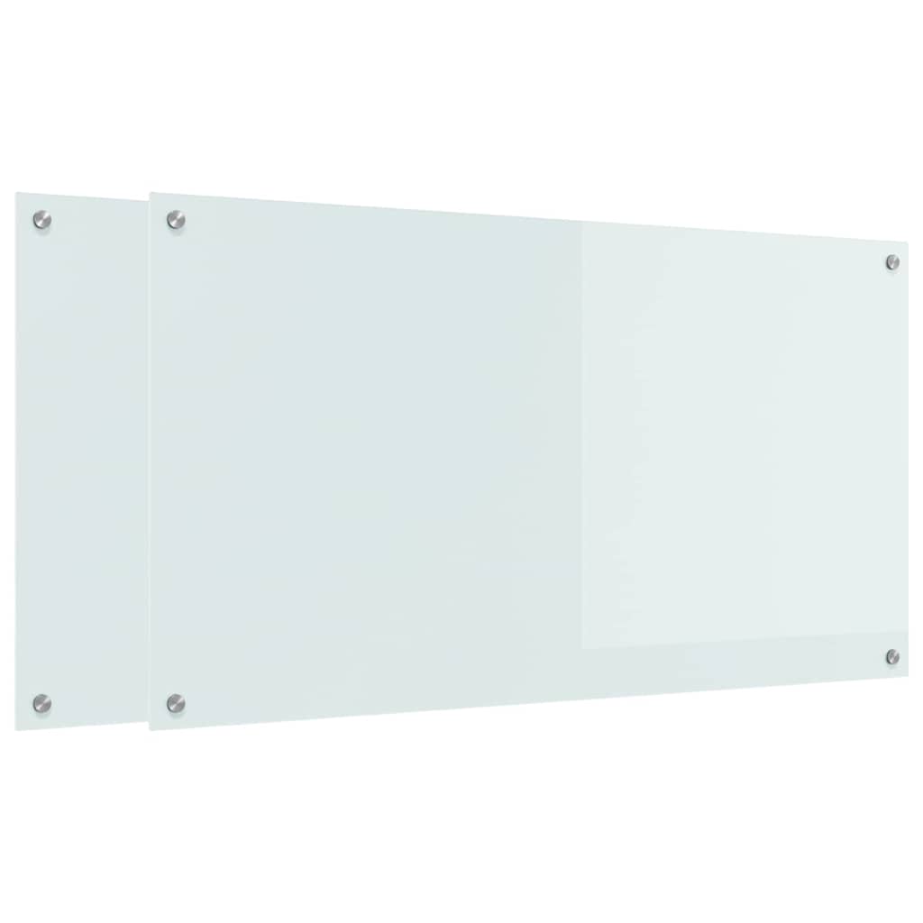 Køkkenbacksplash 2 pcs Hvid 110 x 60 cm hærdet glas