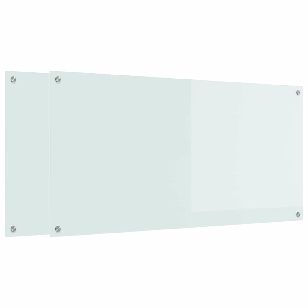 Køkkenbacksplash 2 pcs Hvid 120 x 60 cm hærdet glas