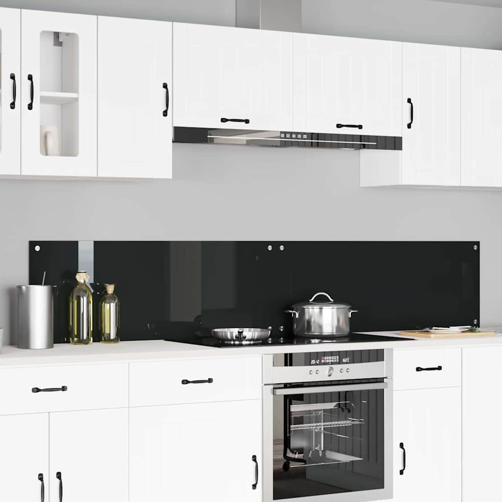 Køkkenbacksplash 2 pcs Sort 110 x 40 cm hærdet glas billede