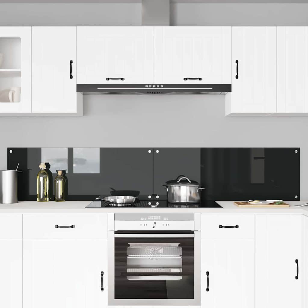Køkkenbacksplash 2 pcs Sort 110 x 40 cm hærdet glas