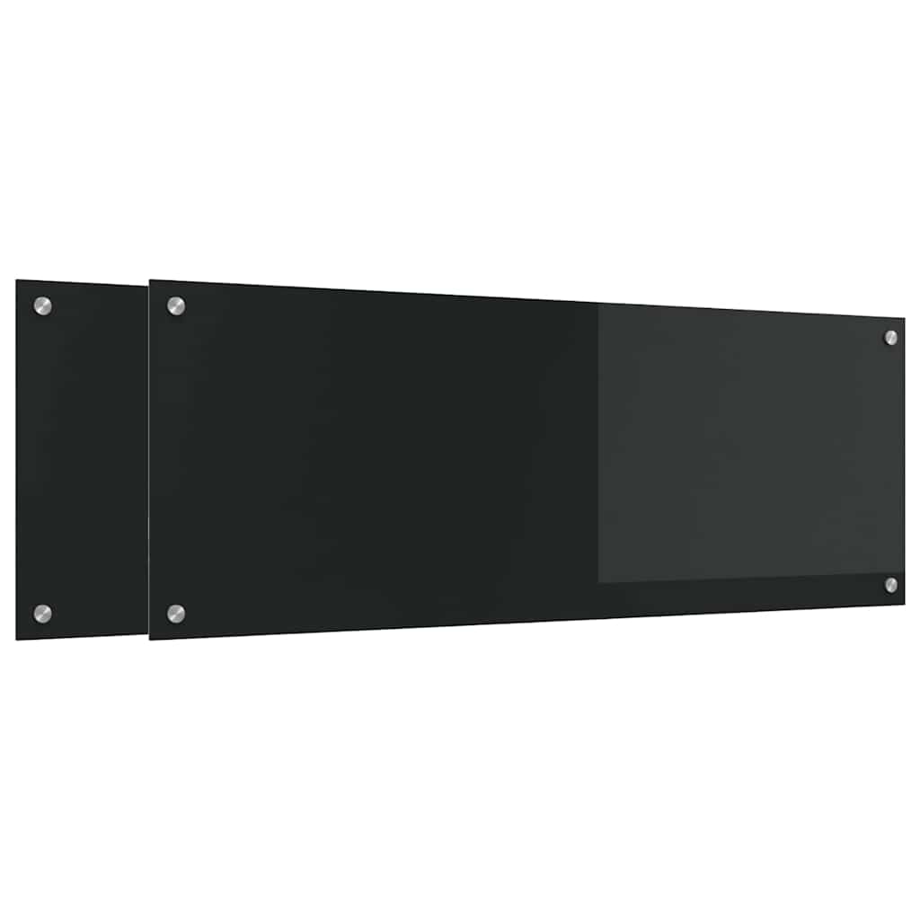 Køkkenbacksplash 2 pcs Sort 110 x 40 cm hærdet glas