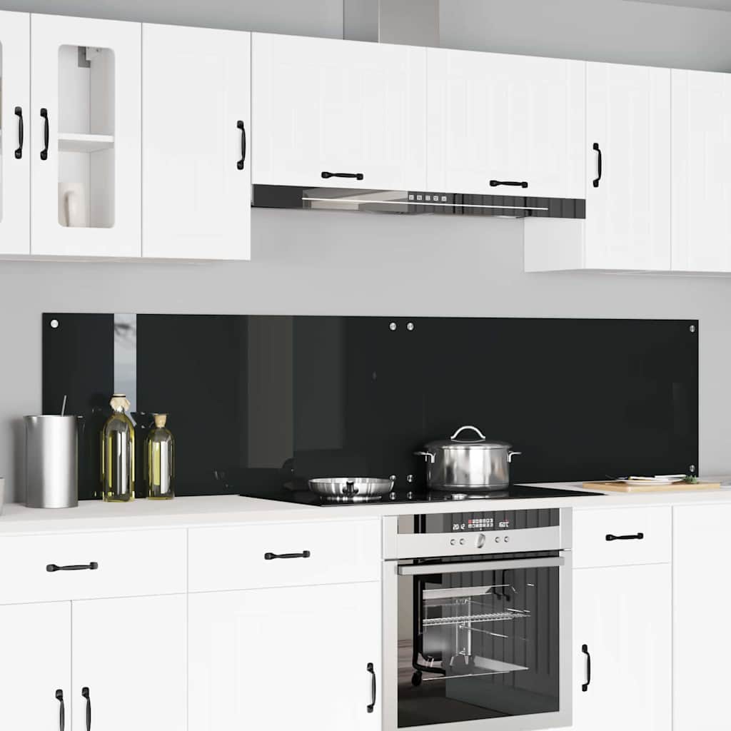 Køkkenbacksplash 2 pcs Sort 110 x 50 cm hærdet glas billede
