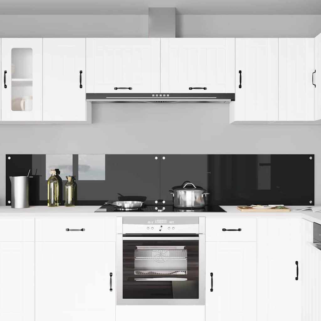 Køkkenbacksplash 2 pcs Sort 120 x 40 cm hærdet glas