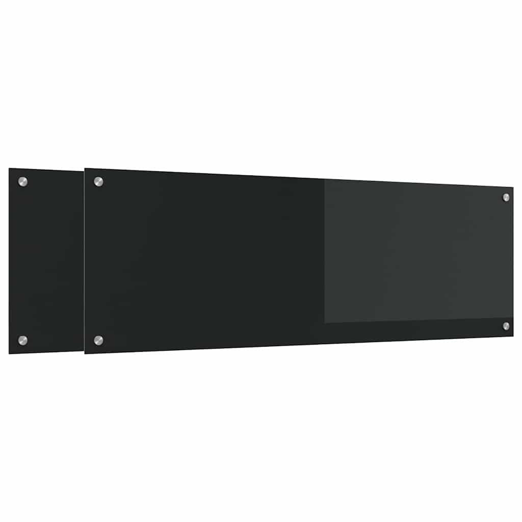 Køkkenbacksplash 2 pcs Sort 120 x 40 cm hærdet glas
