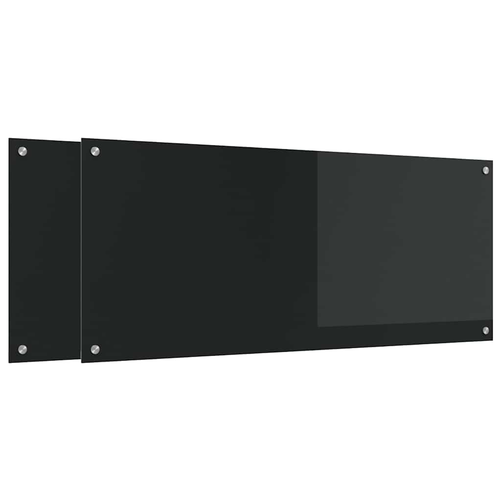 Køkkenbacksplash 2 pcs Sort 120 x 50 cm hærdet glas