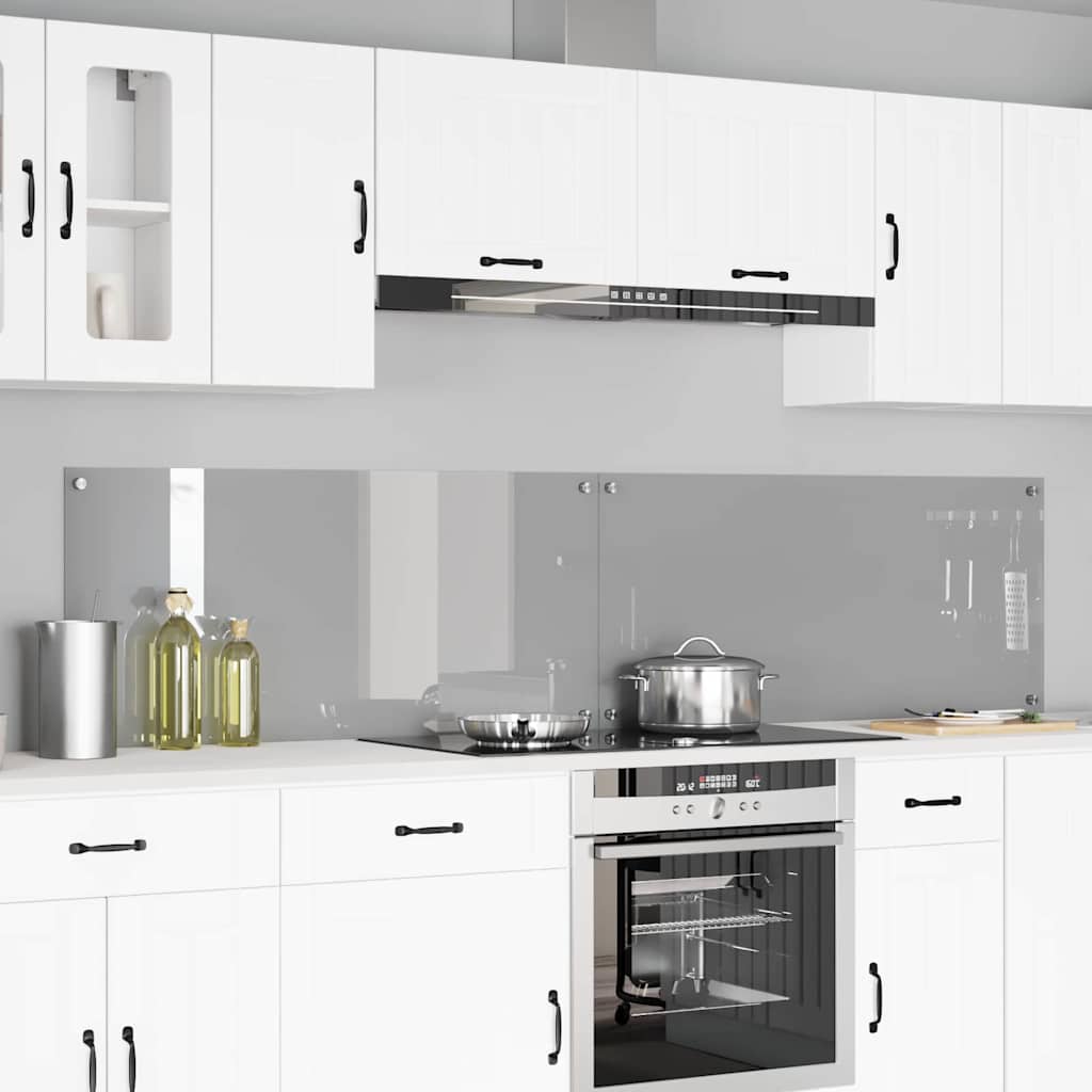Køkkenbacksplash 2 stk. Lysegrå 110 x 50 cm hærdet glas