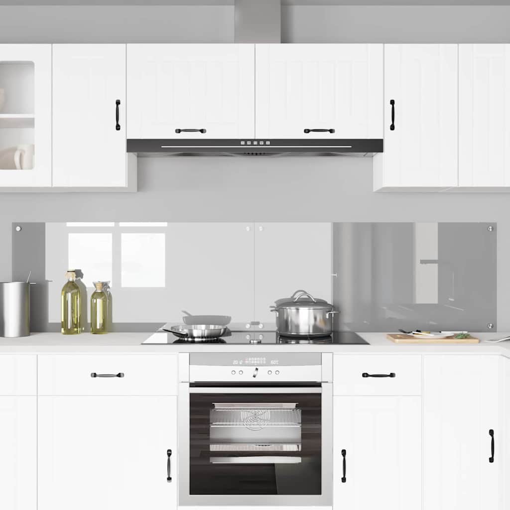 Køkkenbacksplash 2 stk. Lysegrå 110 x 50 cm hærdet glas