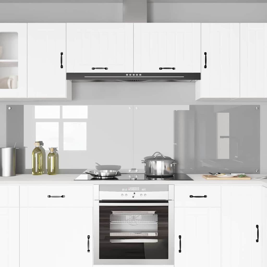 Køkkenbacksplash 2 pcs Lysegrå 110 x 60 cm hærdet glas