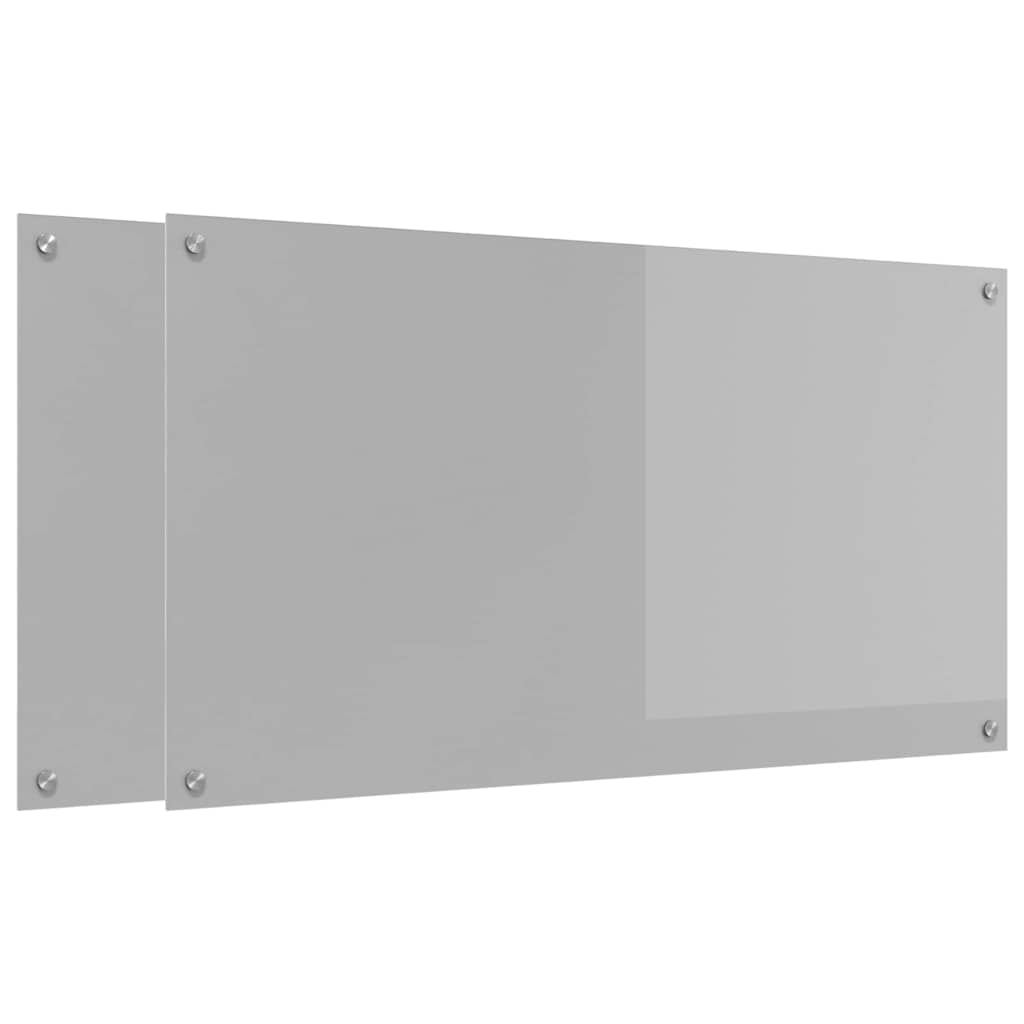 Køkkenbacksplash 2 pcs Lysegrå 110 x 60 cm hærdet glas