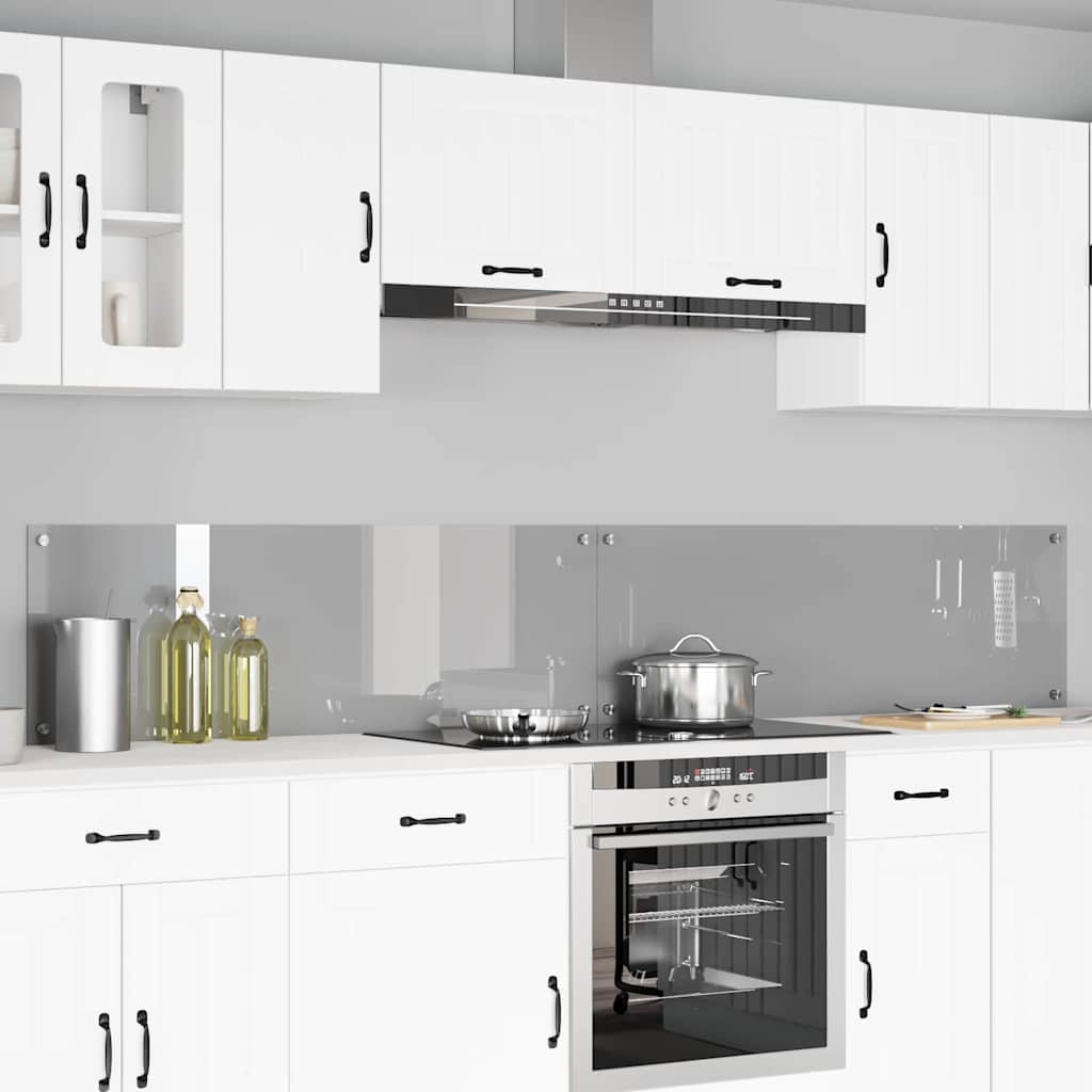 Køkkenbacksplash 2 pcs Lysegrå 120 x 40 cm hærdet glas
