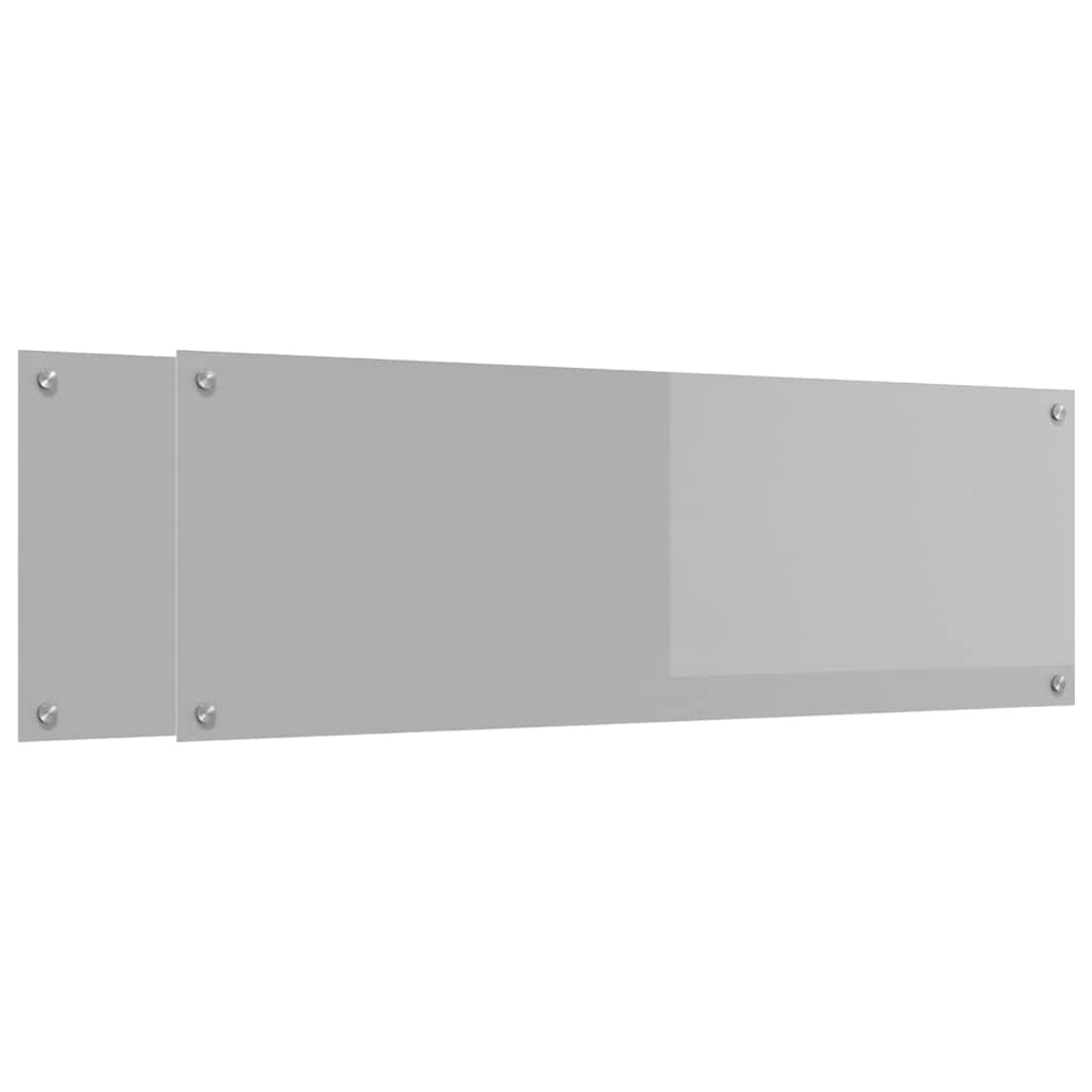 Køkkenbacksplash 2 pcs Lysegrå 120 x 40 cm hærdet glas