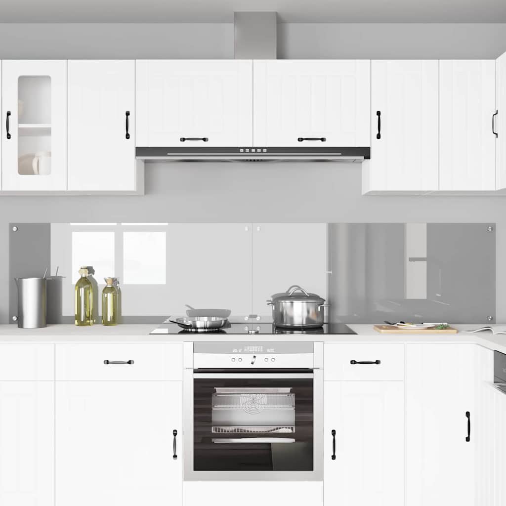 Køkkenbacksplash 2 pcs Lysegrå 120 x 50 cm hærdet glas