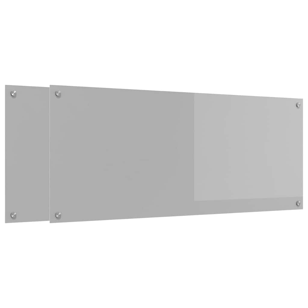 Køkkenbacksplash 2 pcs Lysegrå 120 x 50 cm hærdet glas