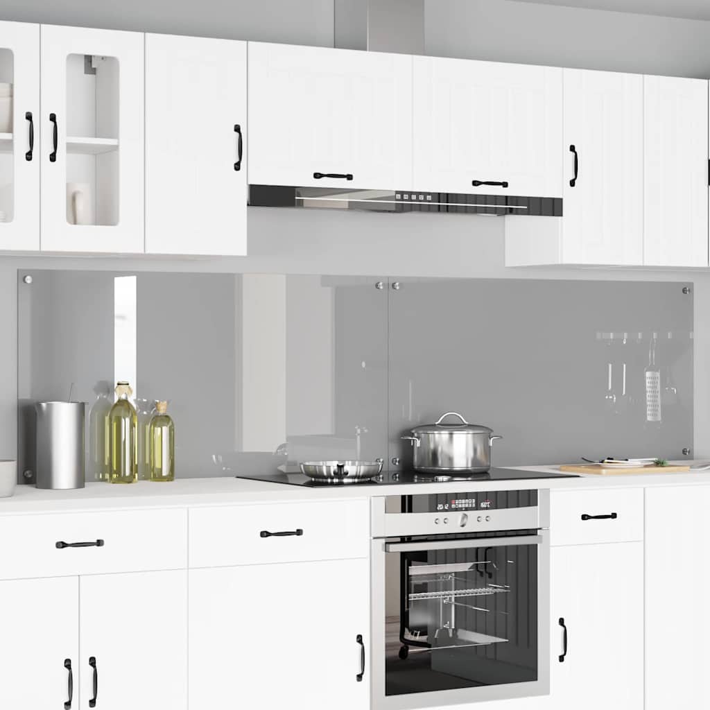 Køkkenbacksplash 2 pcs Lysegrå 120 x 60 cm hærdet glas