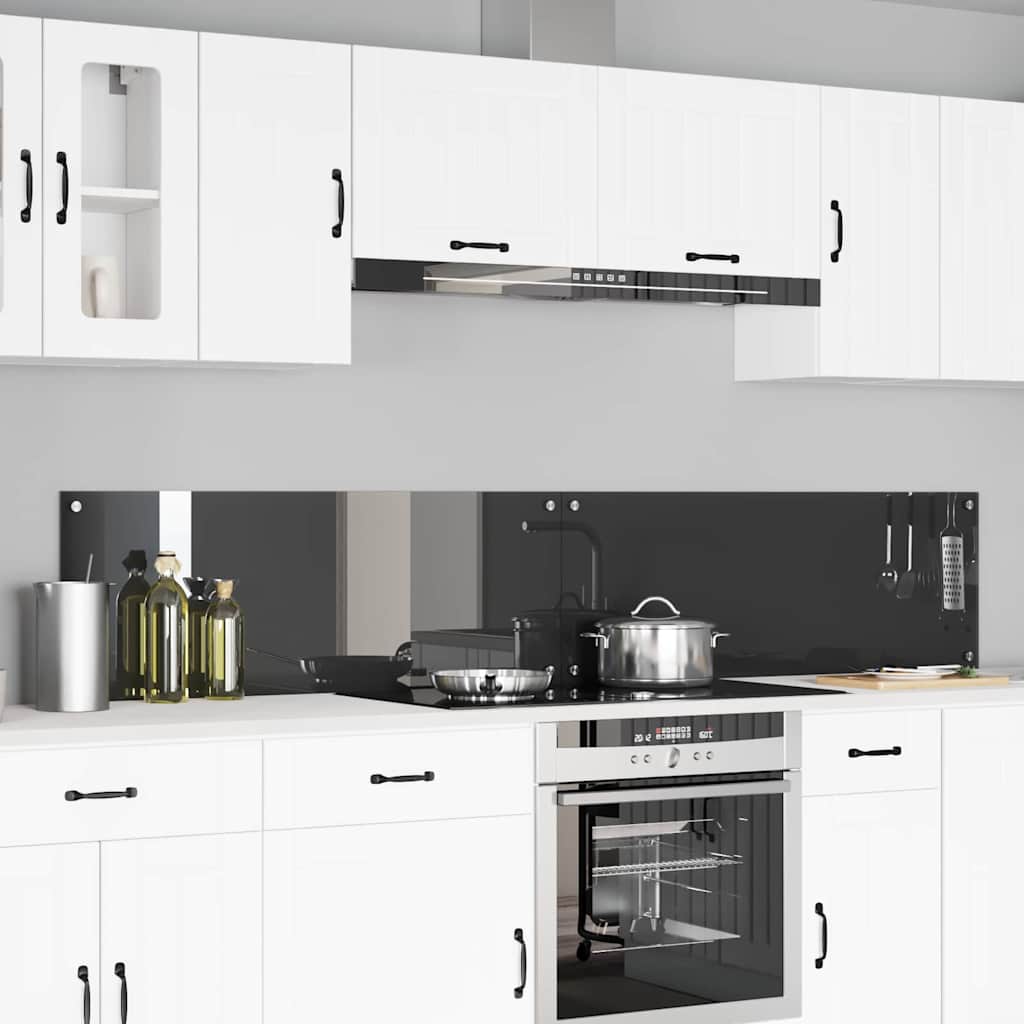 Køkkenbacksplash 2 pcs Mørkegrå 110 x 40 cm hærdet glas billede