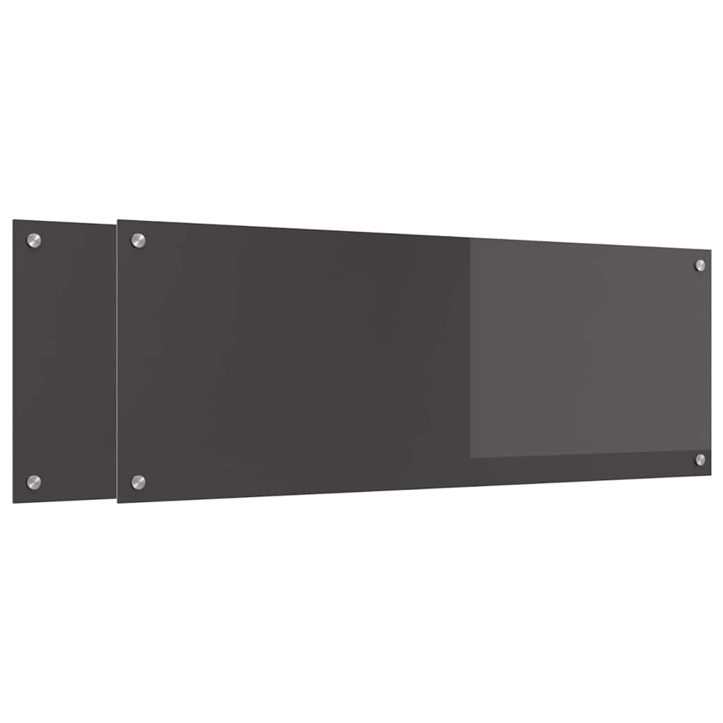 Køkkenbacksplash 2 pcs Mørkegrå 110 x 40 cm hærdet glas