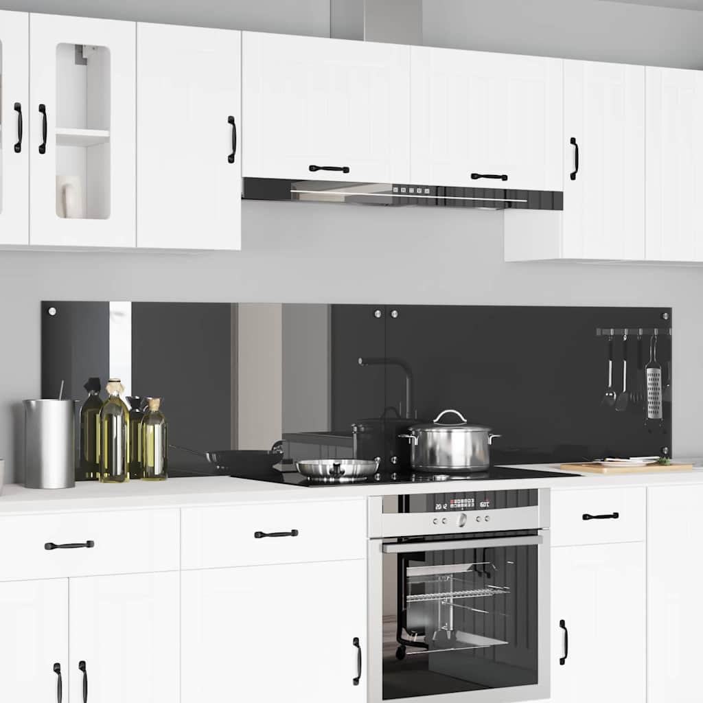 Køkkenbacksplash 2 pcs Mørkegrå 110 x 50 cm hærdet glas