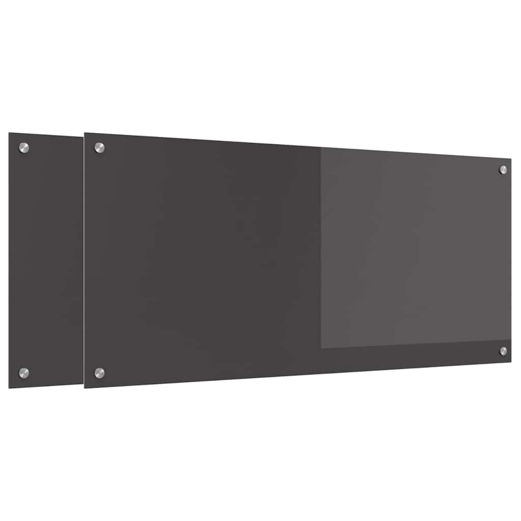 Køkkenbacksplash 2 pcs Mørkegrå 110 x 50 cm hærdet glas