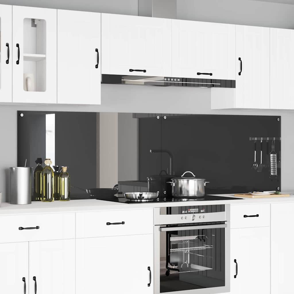 Køkkenbacksplash 2 stk. Mørkegrå 110 x 60 cm hærdet glas