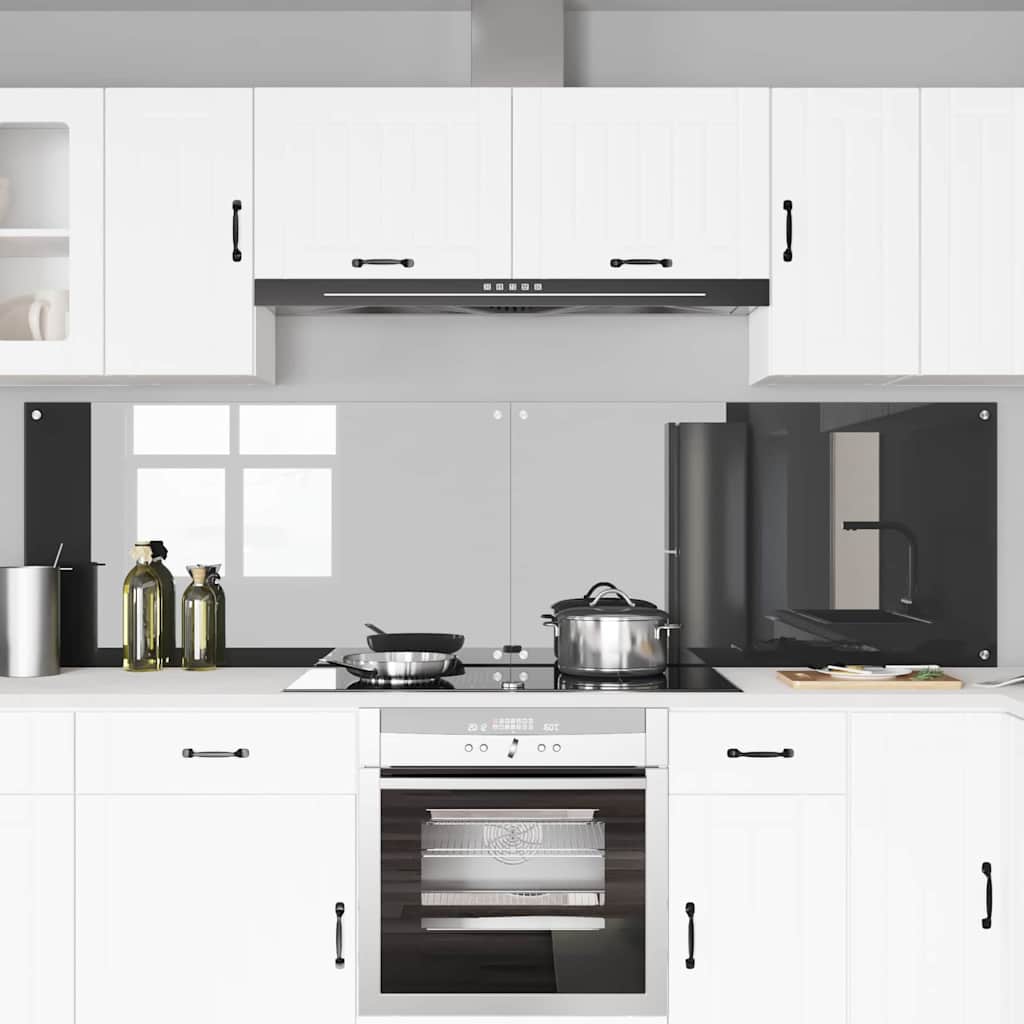 Køkkenbacksplash 2 stk. Mørkegrå 110 x 60 cm hærdet glas