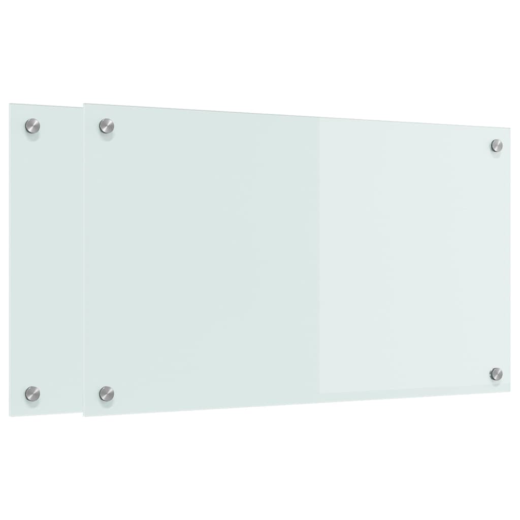 Køkkenbacksplash 2 stk. Hvid 70 x 40 cm hærdet glas