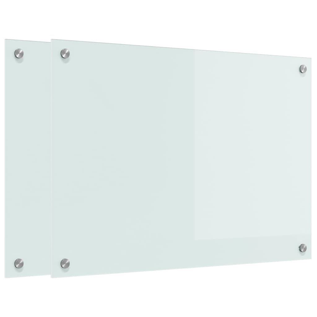 Køkkenbacksplash 2 pcs Hvid 70 x 50 cm hærdet glas