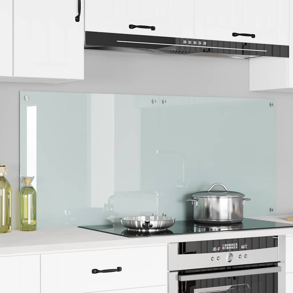 Køkkenbacksplash 2 pcs Hvid 70 x 60 cm hærdet glas