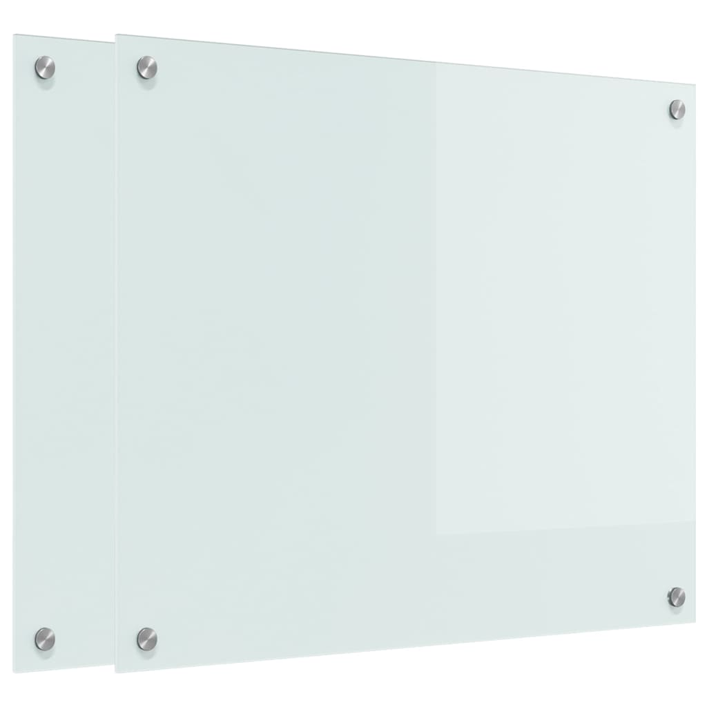 Køkkenbacksplash 2 pcs Hvid 70 x 60 cm hærdet glas