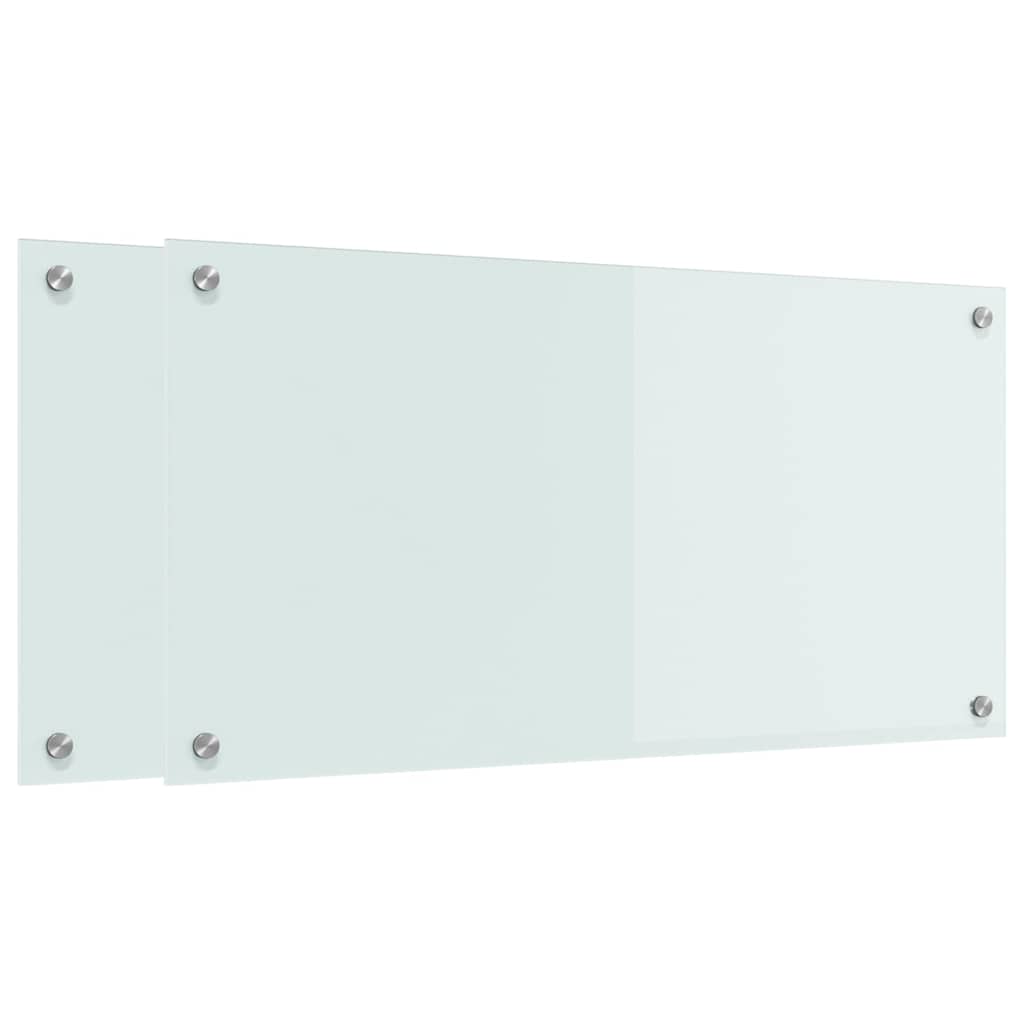 Køkkenbacksplash 2 pcs Hvid 80 x 40 cm hærdet glas
