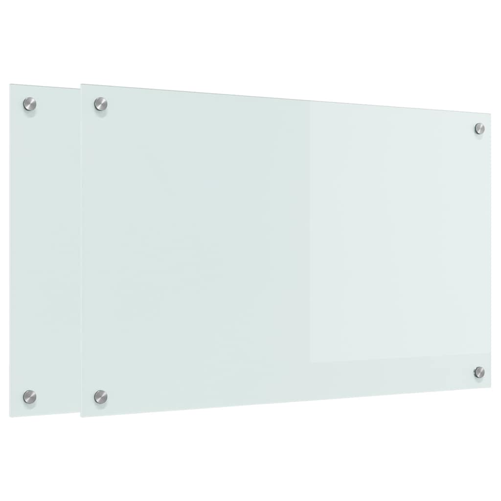 Køkkenbacksplash 2 pcs Hvid 80 x 50 cm hærdet glas