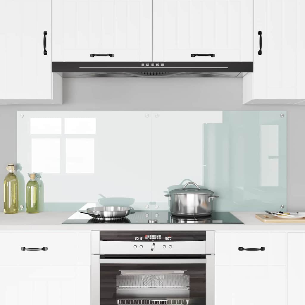 Køkkenbacksplash 2 pcs Hvid 80 x 60 cm hærdet glas