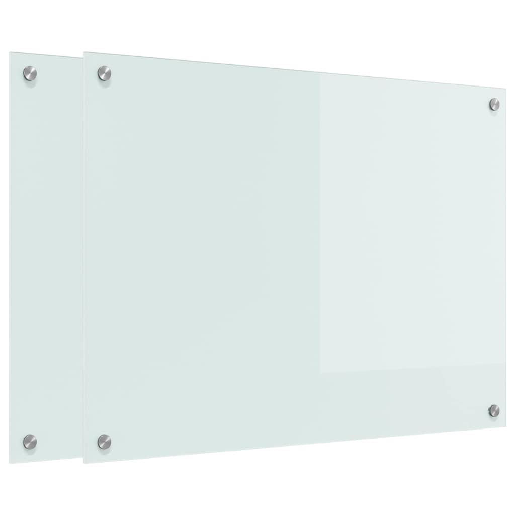 Køkkenbacksplash 2 pcs Hvid 80 x 60 cm hærdet glas