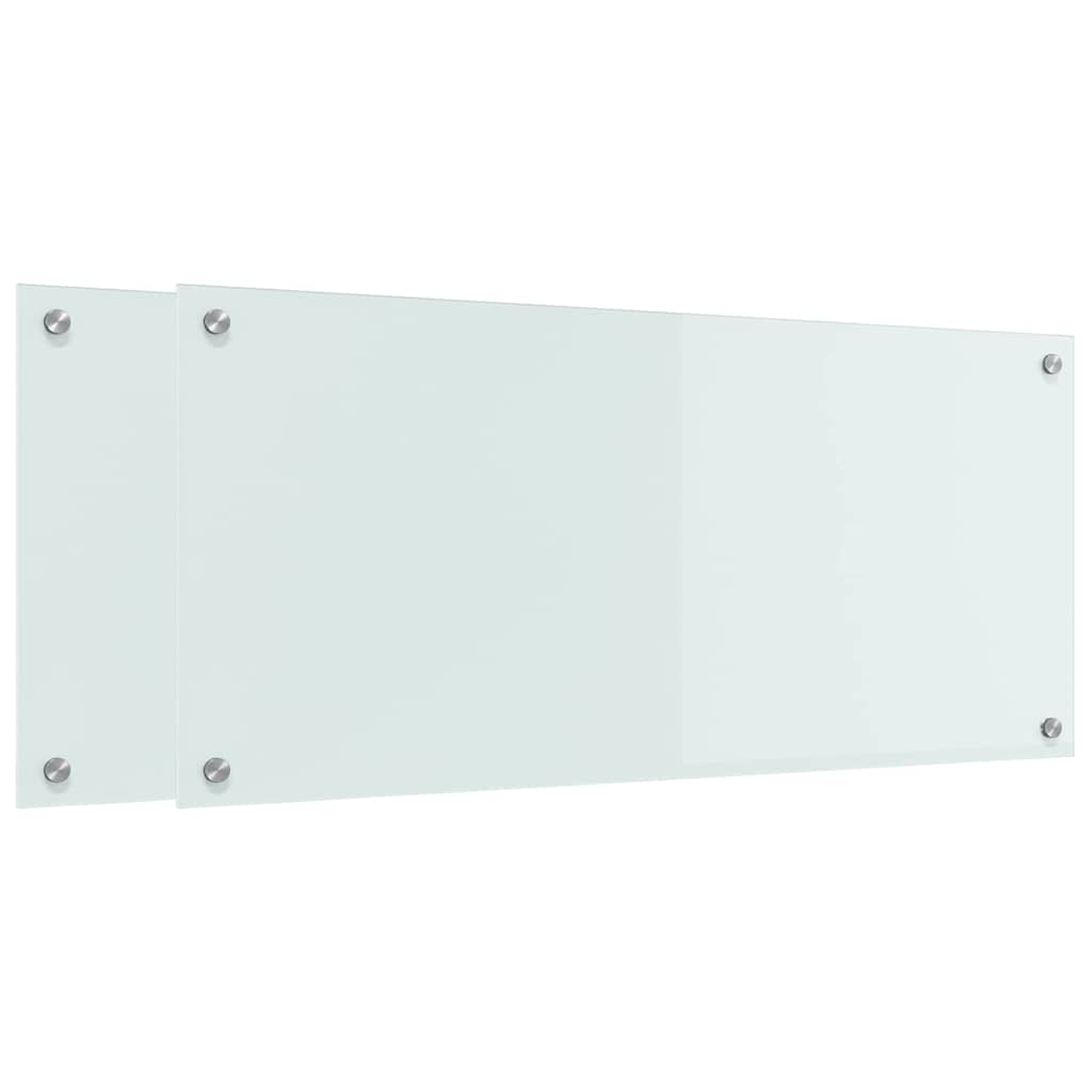 Køkkenbacksplash 2 pcs Hvid 90 x 40 cm hærdet glas