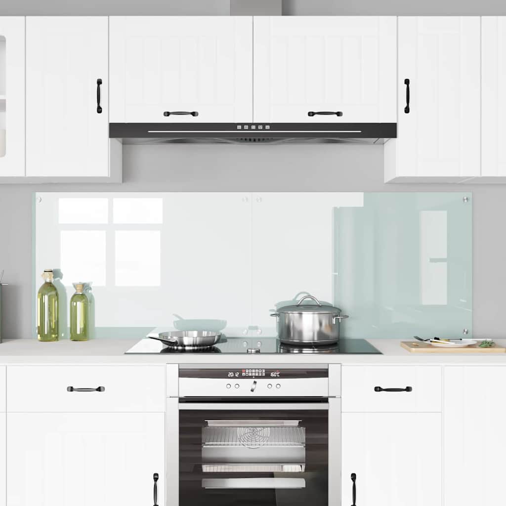 Køkkenbacksplash 2 stk. Hvid 90 x 60 cm hærdet glas
