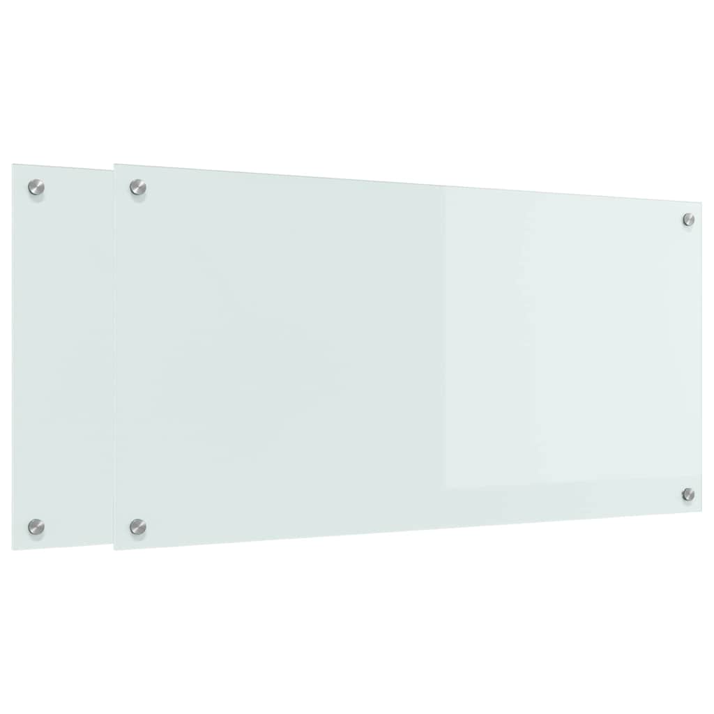 Køkkenbacksplash 2 pcs Hvid 100 x 50 cm hærdet glas