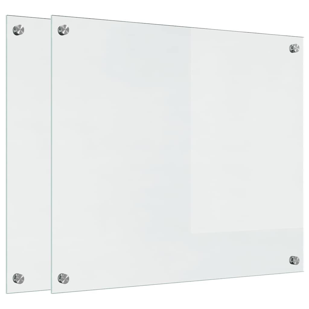 Køkkenbacksplash 2 pcs Transparent 70 x 60 cm hærdet glas