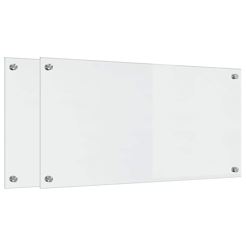 Køkkenbacksplash 2 pcs Transparent 80 x 40 cm hærdet glas