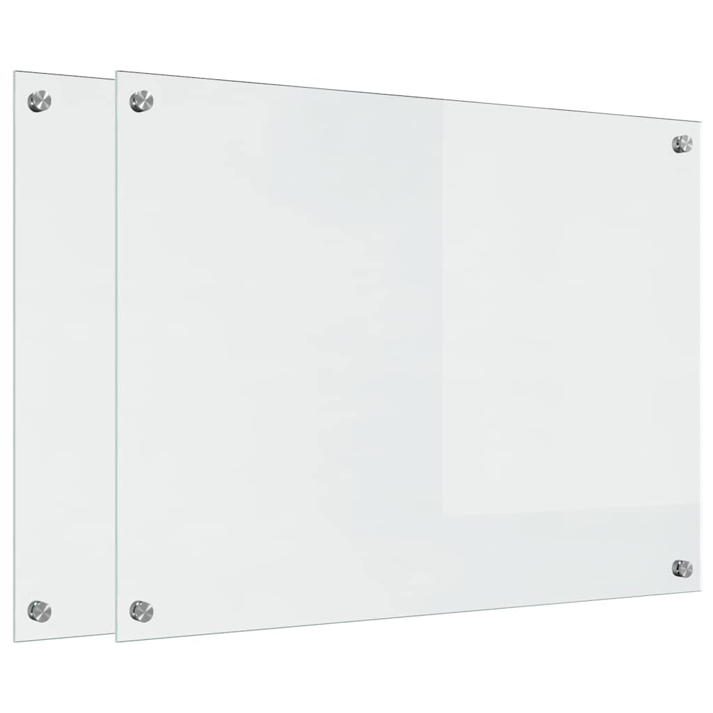 Køkkenbacksplash 2 pcs Transparent 80 x 60 cm hærdet glas