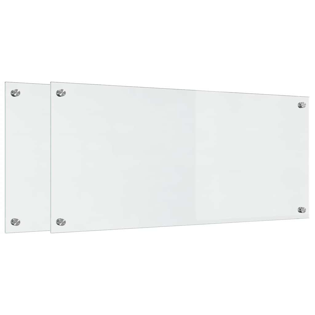 Køkkenbacksplash 2 pcs Transparent 90 x 40 cm hærdet glas