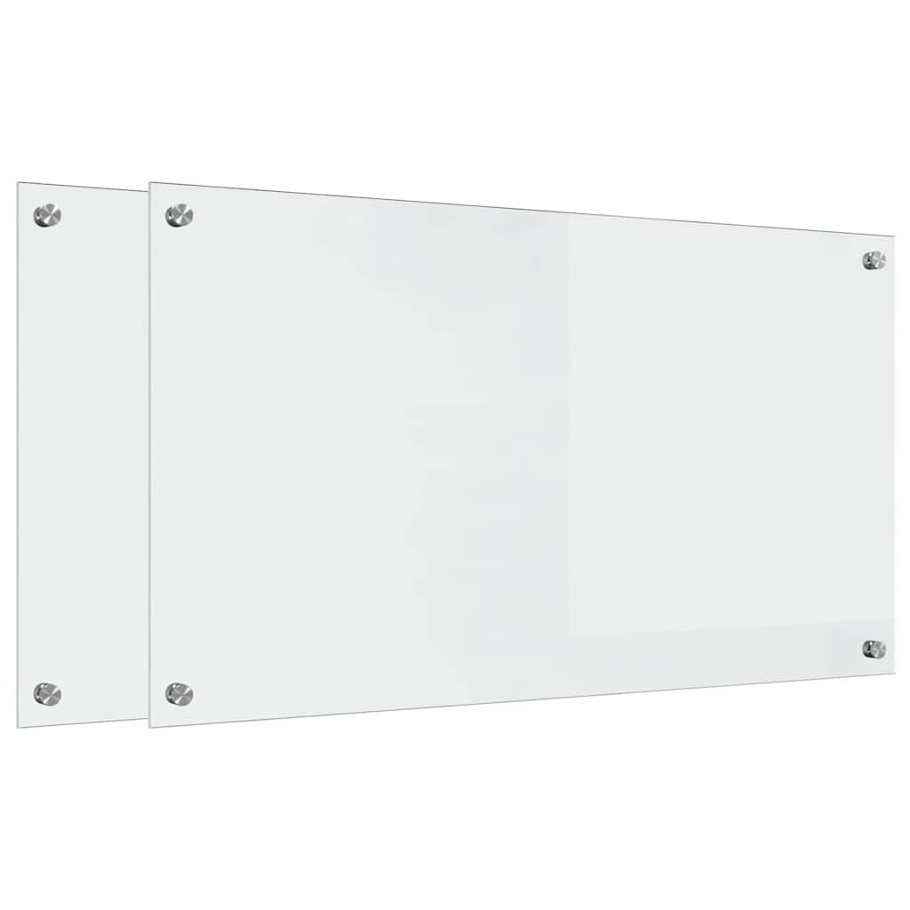 Køkkenbacksplash 2 pcs Transparent 90 x 50 cm hærdet glas