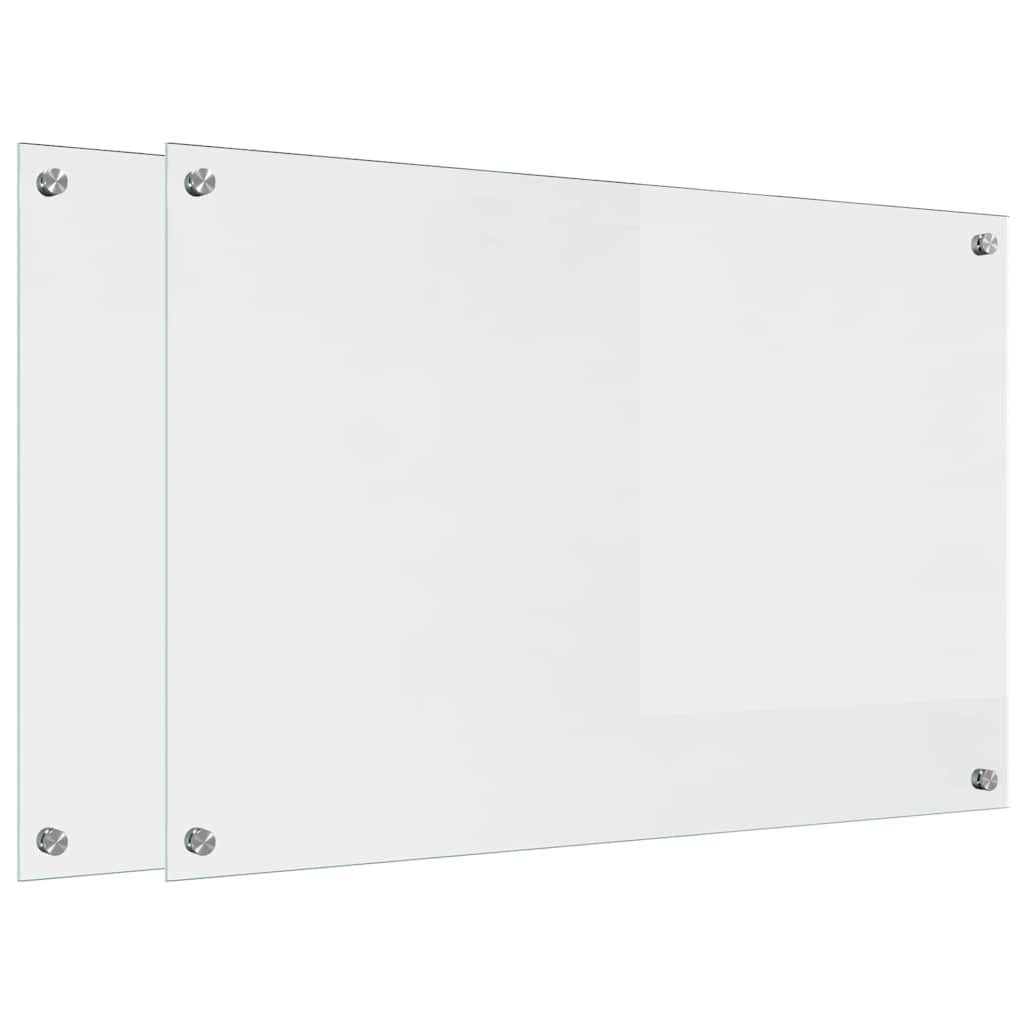 Køkkenbacksplash 2 pcs Transparent 90 x 60 cm hærdet glas