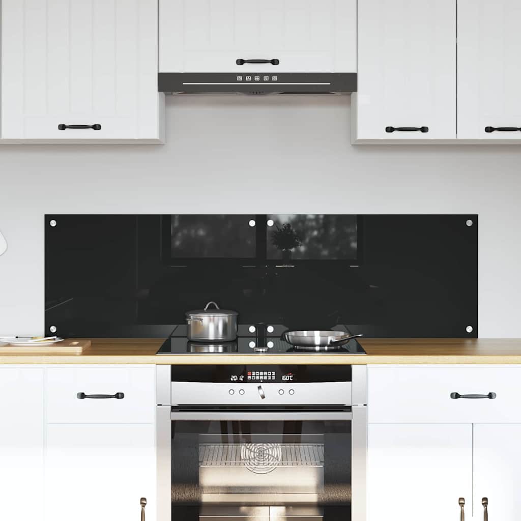 Køkkenbacksplash 2 pcs Sort 70 x 40 cm hærdet glas billede