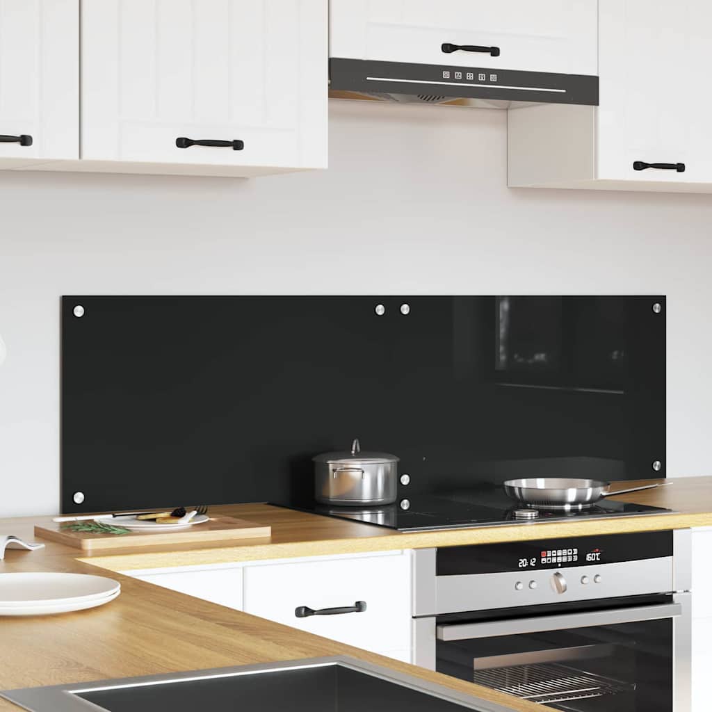 Køkkenbacksplash 2 pcs Sort 70 x 40 cm hærdet glas