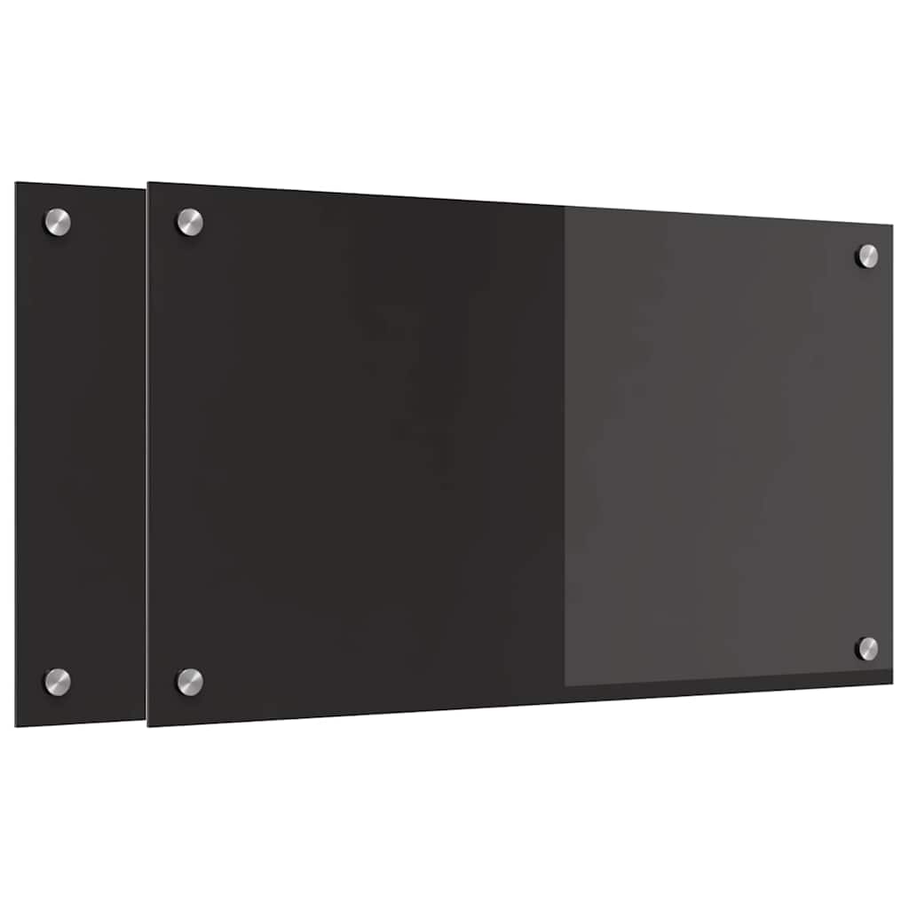 Køkkenbacksplash 2 pcs Sort 70 x 40 cm hærdet glas